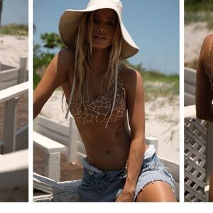 Tan Lines “Zanzibar” Giraffe Asymmetric Bikini Top (Medium, Like New)